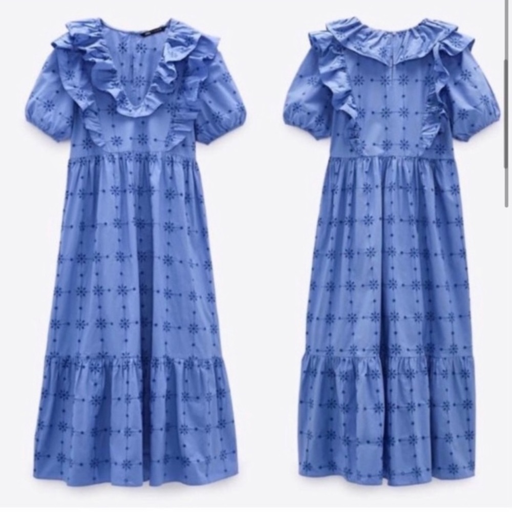 Zara embroidered midi dress